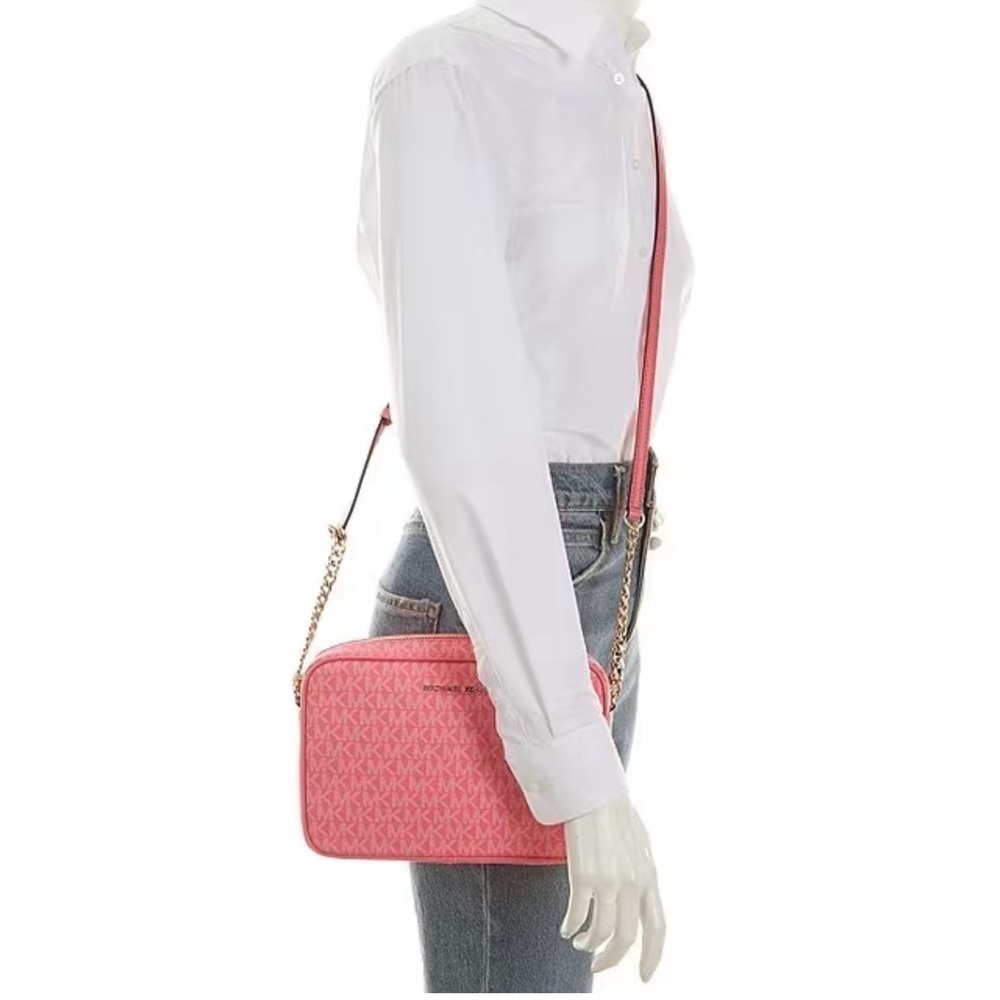 Michael Kors Signature Logo Jet Set Large East West Crossbody Bag Geranium - Picture 4 of 4